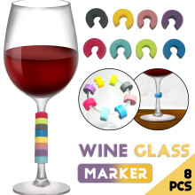 Lmueinov 8PCS Mini Circle Silicone Wine Glass Marker Cup Identification For Party Kitchen Tools On Clearance