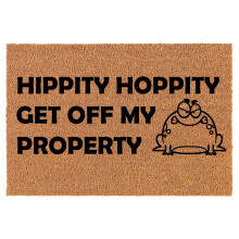 Welcome Doormat Coco Coir Door Mat Hippity Hoppity Get Off My Property Frog Funny (24" x 16")