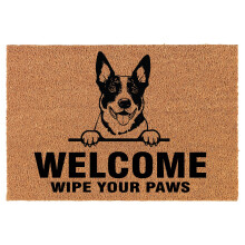 Welcome Doormat Coco Coir Door Mat Gift Welcome Wipe Your Paws Australian Cattle Dog (24" x 16")