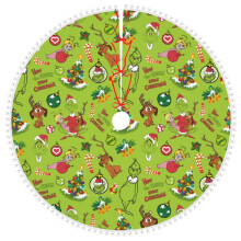 The Grinch World Travel Christmas Tree Skirt with Pom Trim,Holiday Christmas New Years Party Decorations 36
