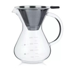TUMALL Manual Glass Hands Drip Coffee Maker Glass Pot with Stainless Steel Filter JJ-#1