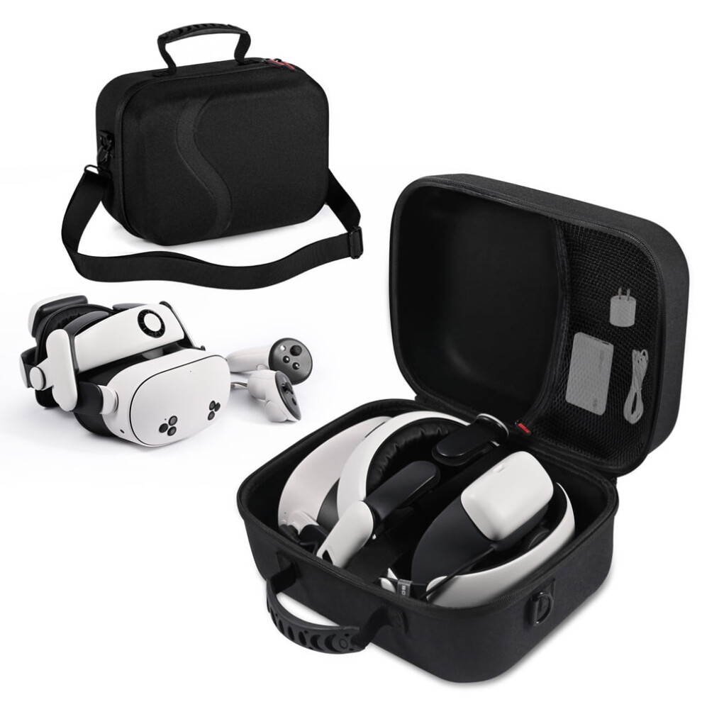 Jixopn Hard Carrying Case Shockproof Handbag For Meta Quest 3 Vr Headset (Black) Black 9170372877089