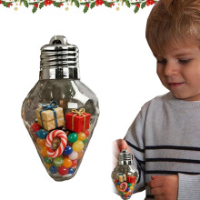 Christmas Bulb Ornaments Clear Fillable Light Bulb Jar with Lid for DIY Hanging Xmas Candy