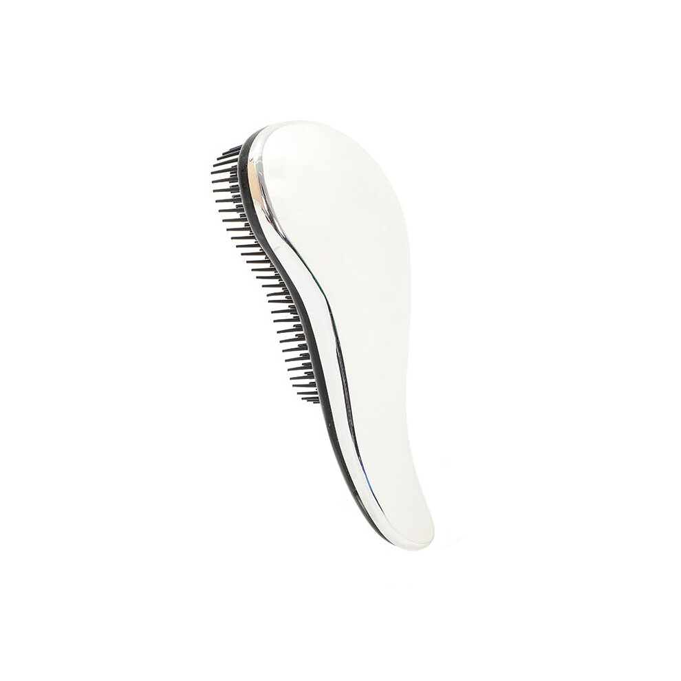 Silver Detangling Hair Brush For Wet And Dry Hair With Flexible Tpee Bristles And Scalp Massage