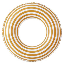 Inflatable Swim Ring for Kids and Adults, Striped PVC Pool Float with Safe Durable Summer Design