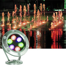 Underwater LED Spotlight IP68 Waterproof RGB 12V Stainless Steel Pond Light with 180 Adjustable Lighting