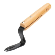20cm Forked Head Hand Weeder with Ergonomic Wooden Handle, Durable Carbon Steel Garden Weed Puller Ref: 7346
