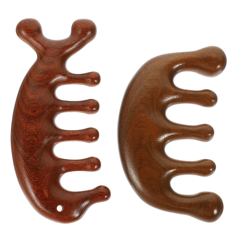 Unisex 2Pcs Wooden Wide Tooth Comb For Curly Hair Detangling And Comfortable Scalp Massage