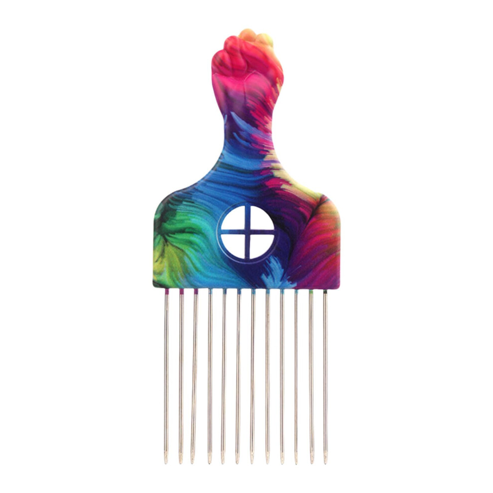 Unisex Afro Hair Pick Comb With Metal Teeth For Curly Natural Hair, Wide Tooth Detangling And Volume Boost
