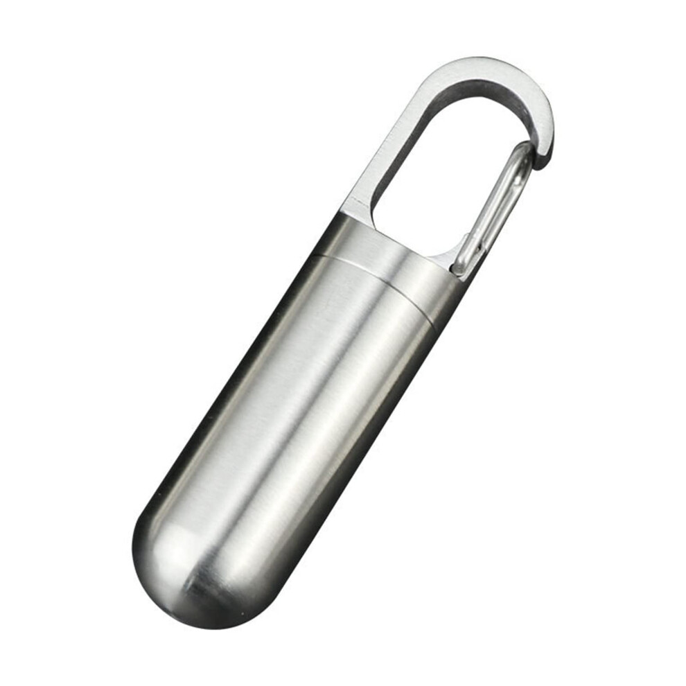Pill Container Keychain Stainless Steel Waterproof Pill Case Pocket Size Medicine Holder for Travel