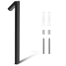 5 Inch Modern Floating House Numbers, Black Zinc Alloy Weatherproof Address Numbers for Home