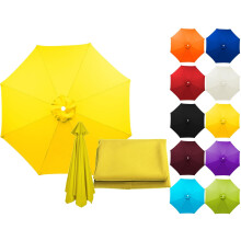 Patio Umbrella Replacement Canopy 3.0m 8 Ribs Yellow Waterproof UV Protection Garden Cover