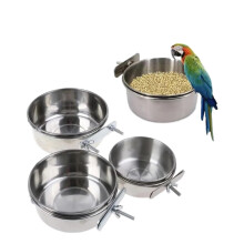 Stainless Steel Bird Feeder Bowl with SpillResistant Locking Bracket for Parrots and Small Pets 10cm