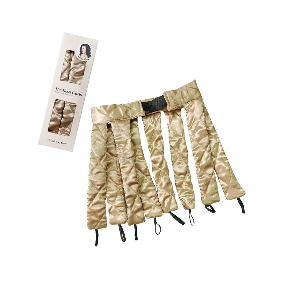 Gold Heatless Hair Curler With Adjustable Elastic Headband For Overnight Comfort And Damage Curls