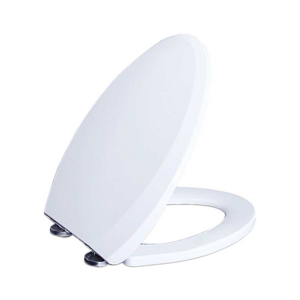 Slow Close Round Toilet Seat White With Quick Release Hinges, Universal Fit, Durable Gloss Finish 9070919687853