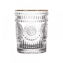 Embossed Romantic Water Glassware Vintage Glasses Set for Juice,Cocktail,Whiskey Glasses