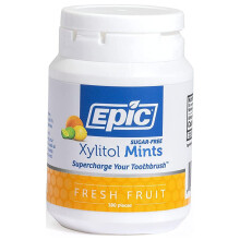 Xylitol - Sugar & Aspartame Sweetened w/Xylitol for Dry Mouth & Gum Health ( Fruit, 180-Piece Bottle, 1 Bottle)