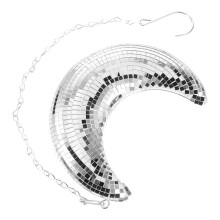 Disco Moon Shape Hanging Mirror with Chain Bar Ktv Dj Club Stage Birthday Decoration