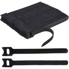 100 x Black Adjustable Reusable Cable Straps, Hook and Loop , Long Cable Ties