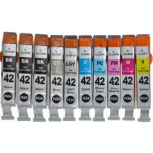 Set of 10 Compatible High Yield Ink Cartridges for Canon CLI-42 PIXMA PRO-100 Pro100 100 100S CLI 42 (3 Black, Cyan, Magenta, Yellow, PC, Photo M,