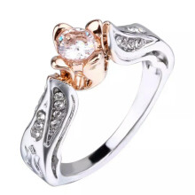RSAMD Exquisite Rose Gold Rose Floral Ring Alloy Flower Wedding Jewelry Size 5-10-10
