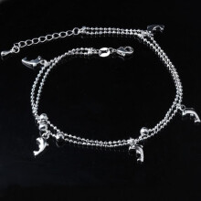 SANAG Woman Silver Plated Heart Butterfly Anklets Chain Ankle Bracelet Foot Jewelry Beachwear