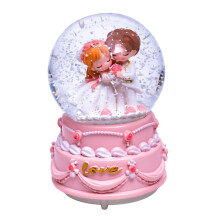 Christmas Snow Globe with ColorChanging LED Lights, Rotating Musical Glass Globe Decoration 80mm