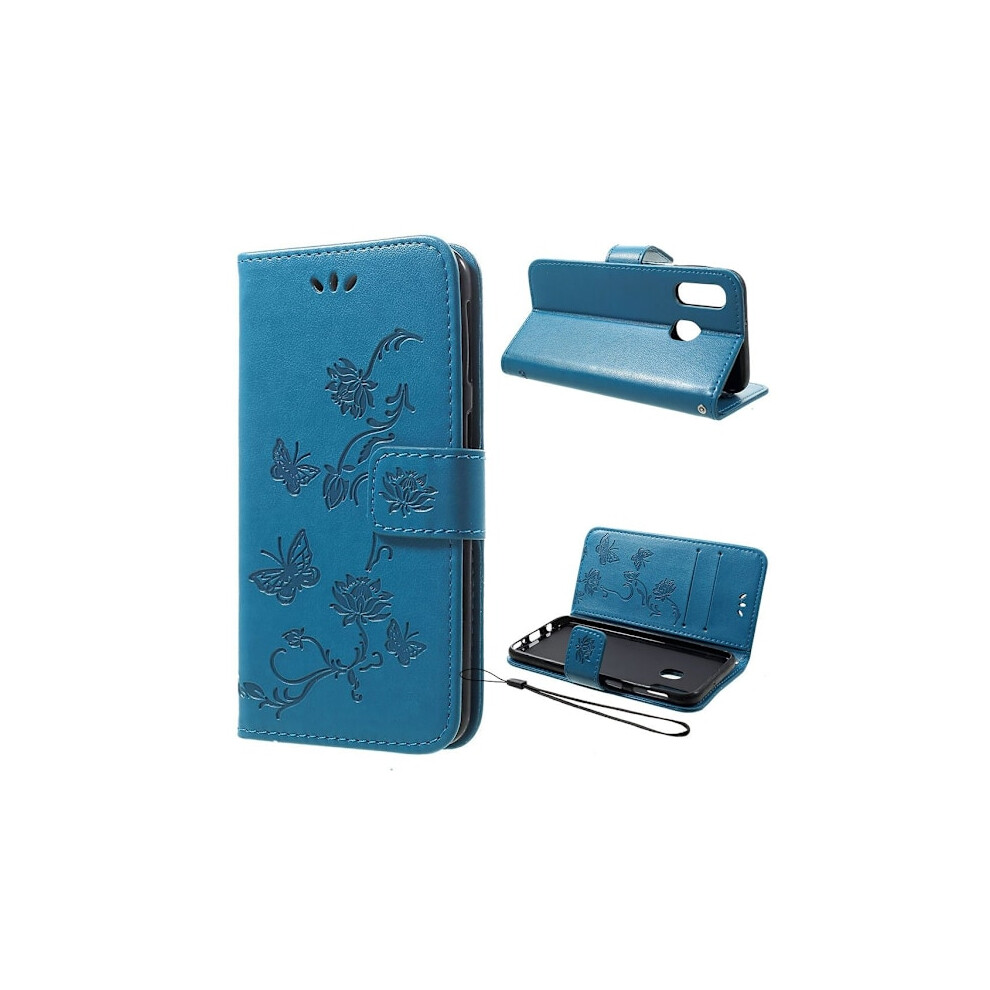 Butterfly Leather Compatible With Samsung Galaxy A40 Case - Blue 9418476371035