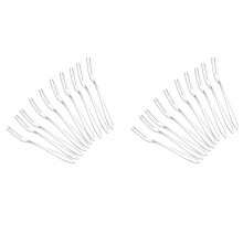 20Pcs Stainless Steel Reusable Fruit Fork Cake Snack Dessert Salad Flatware Fork Two- Fork Set Kitchen Tool 13cm