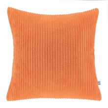 Soft Corduroy Striped Velvet Square Decorative Throw Pillow Cusion For Couch, 18" x 18", Orange, 1 Pack