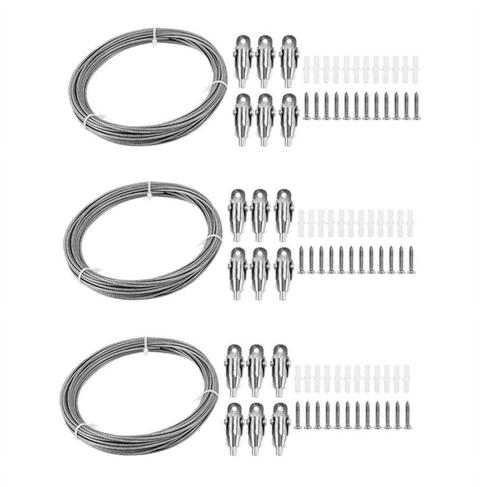 3X 10M Stainless Steel Wire Rope Pvc Coated Steel Cable Adjustable Curtain Rope Lamp Suspension Picture Wire For Hanging 9418476371585
