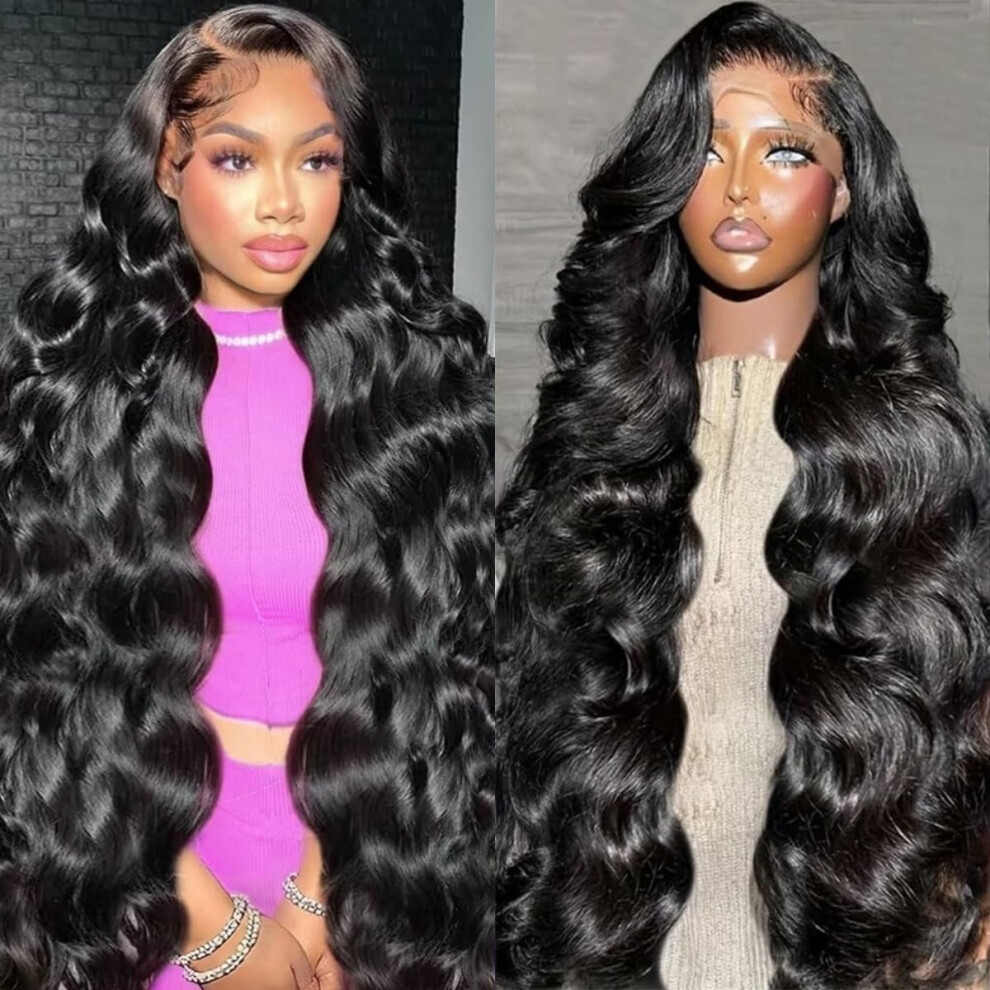 Unisex Hd Lace Front Wig 26 Inch Body Wave Pre Plucked Brazilian Human Hair With Natural Hairline