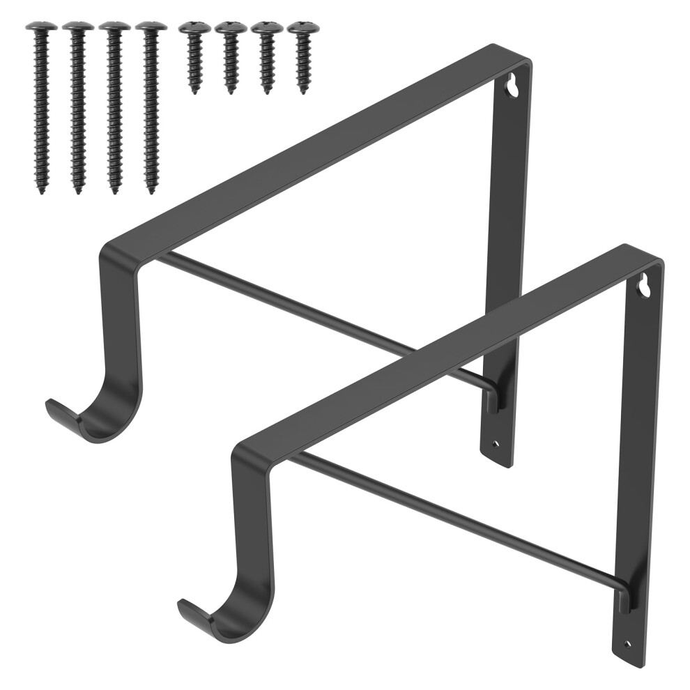 Fuygrcj 2/4Pcs Wall Mounted Closet Rod & Shelf Bracket With Screw, Iron Closet Pole Support Holder Hook Compatible With Closet Rod 9418476371509