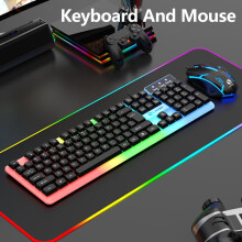 104 key computer USB wired RGB backlight gaming keyboard and mouse suit kit for PC desktop laptop adjustable Holder