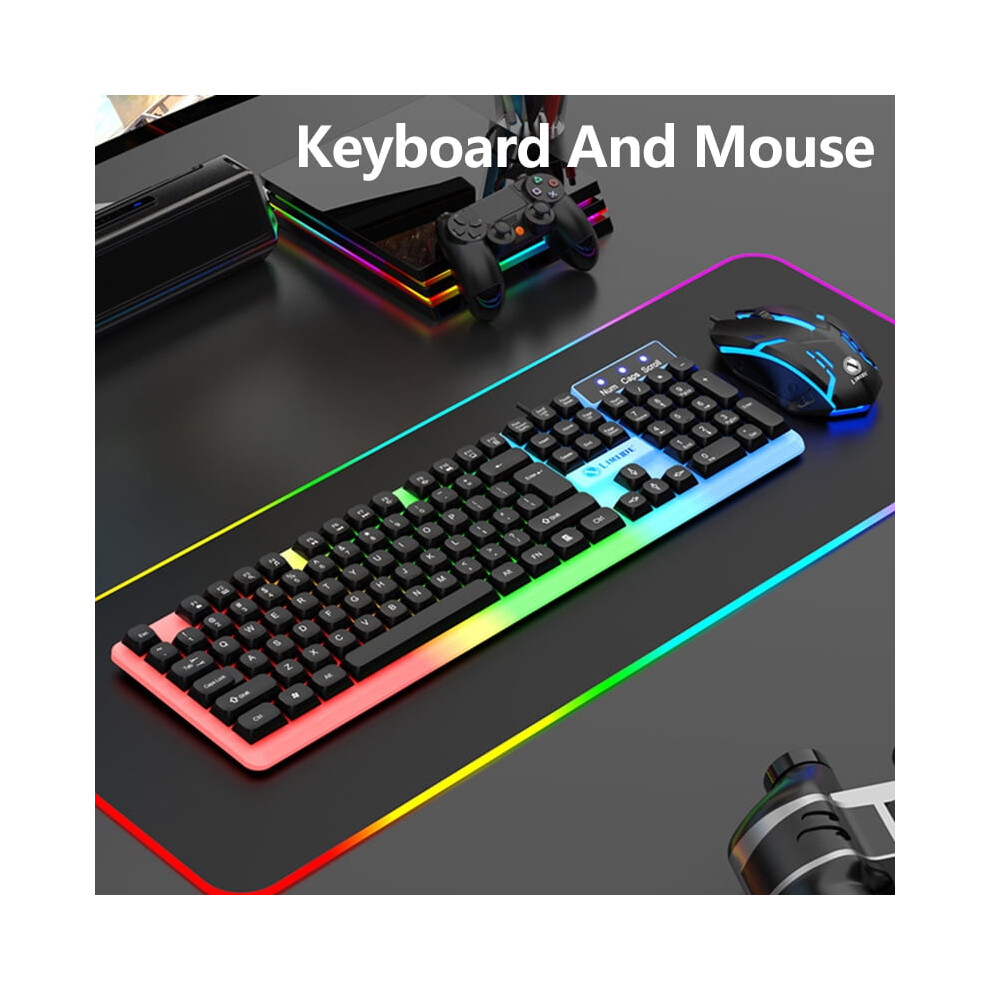 104 Key Computer Usb Wired Rgb Backlight Gaming Keyboard And Mouse Suit Kit For Pc Desktop Laptop Adjustable Holder 9130661652445