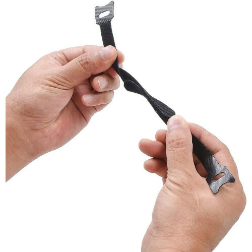 100 x Black Adjustable Reusable Cable Straps, Hook and Loop , Long Cable Ties 1