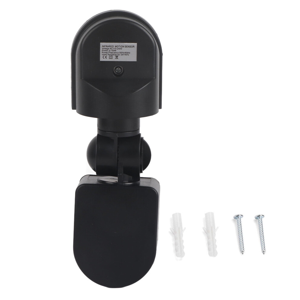 Infrared Motion Sensor, 110V-240V Adjustable Pir Body Motion Detector Light Switch, 180 Floodlight Sensor (Black) 9130661655651