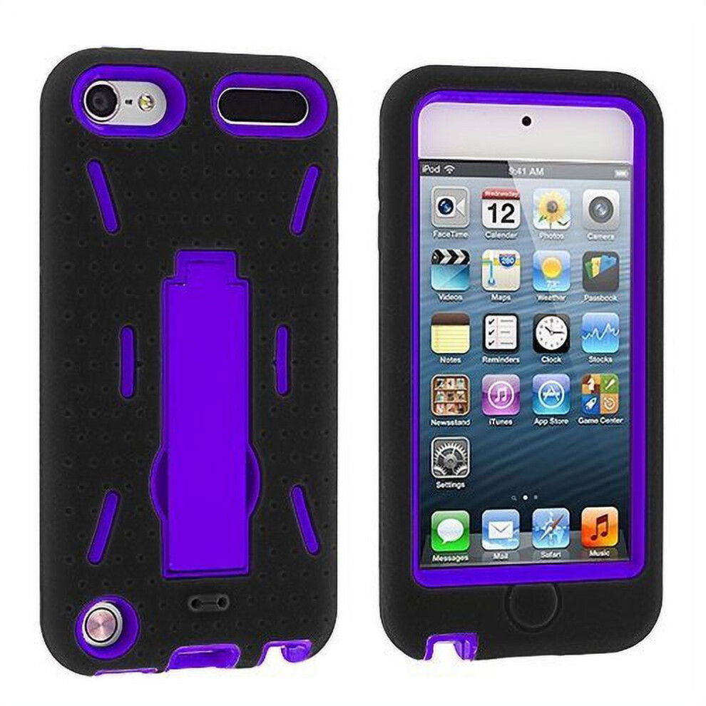Hybrid Armor Kickstandcase With Kickstand For Ipod Touch 5Th 6Th Gen - Black/Purple 9170372878857