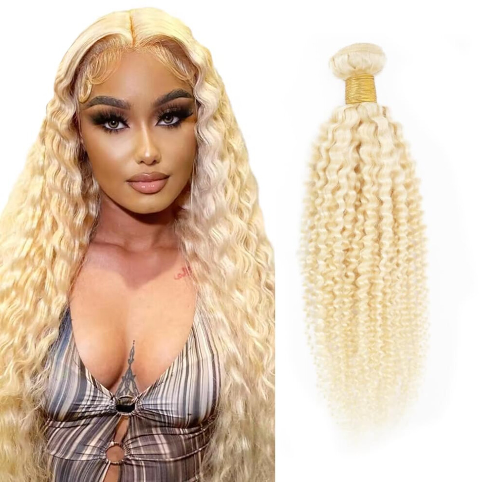 Unisex 613 Blonde Kinky Curly Human Hair Bundles 30 Inch Unprocessed Virgin Extensions For Braiding