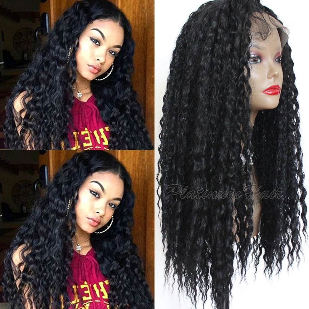 Unisex Lace Front Wig Heat Resistant Glueless Long Loose Curly Synthetic Wig With Natural Hairline
