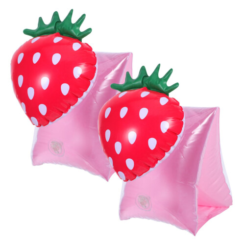 Kids Swimming Arm Bands 2 Pack Strawberry Pattern PVC Comfortable Surface Stable Flotation Support