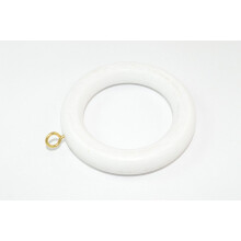 30 White Wooden Curtain Pole Rings with Screw Eye, 45mm ID for 40mm Rods, Smooth Finish