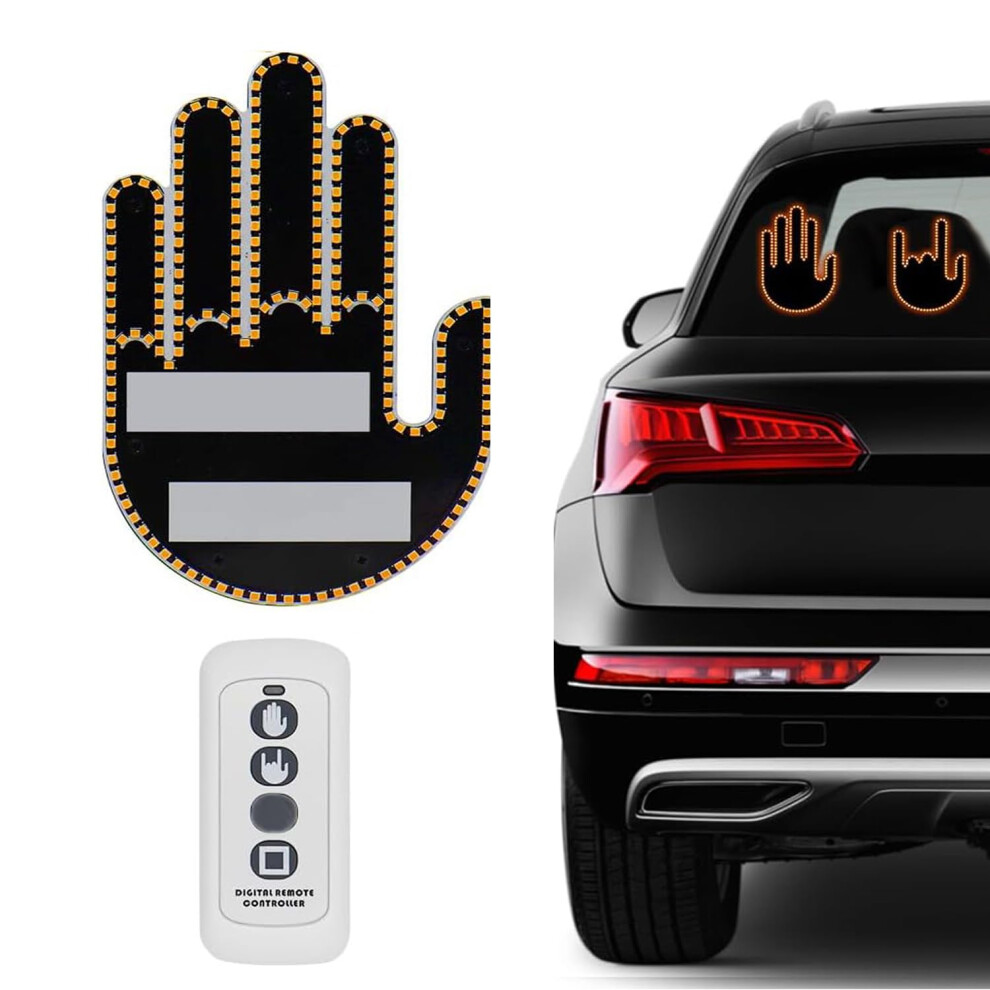 Car Led Gesture With Remote, 3 Modes, Hd Brightness Funny Car Accessories For Window Signal Light 9053599975229