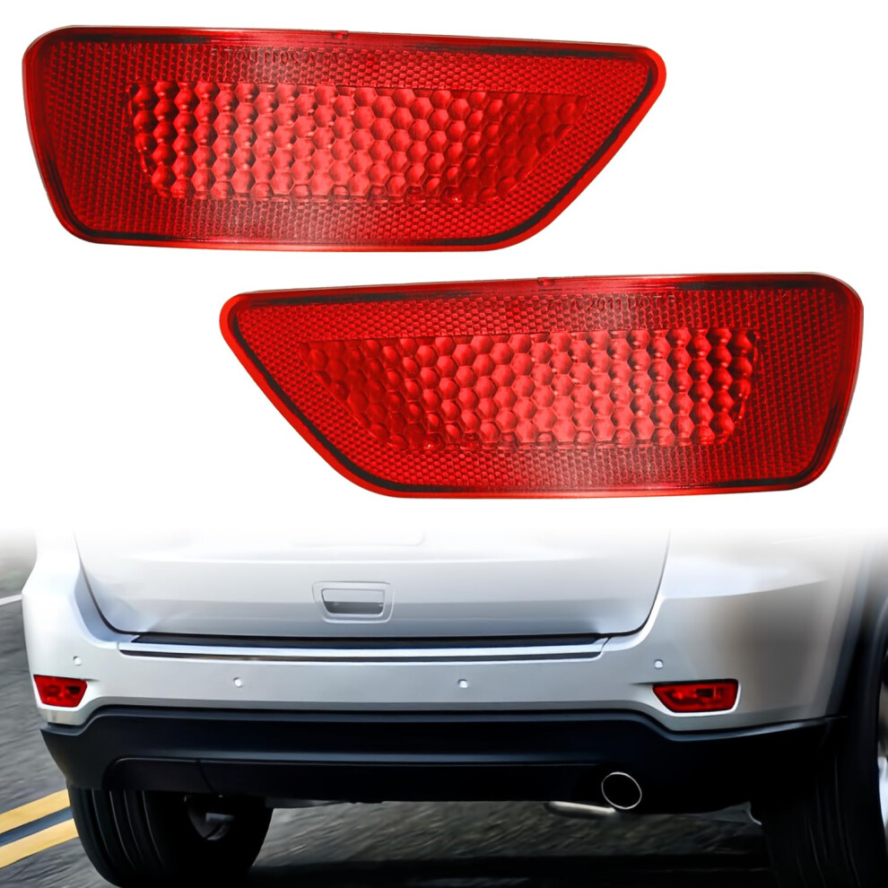2Pcs Rear Bumper Reflector Lights For Jeep Grand Cherokee, Dodge Journey, Jeep Compass, Lens Direct Fit Red 9070919688287
