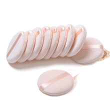 10pcs Large Cotton Powder Puff with Strap for Loose Powder and Foundation, Soft Smooth Finish