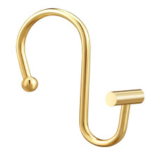 Shower curtain hooks, 12 rust resistant metal shower curtain set for bathroom, T-bar decorative hooks for shower bar (gold)