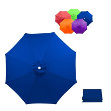 Patio Umbrella Canopy Replacement 7.5ft 8 Ribs Waterproof UV30 Sun Protection Outdoor Cover Blue
