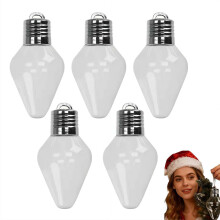 5pcs Clear Fillable Plastic Christmas Light Bulb Ornaments 12x5x5cm for DIY Candy Tree Decor