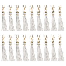 18pcs White PU Leather Tassels Keychain Charm with Lobster Clasp for DIY Jewelry Making and Bags