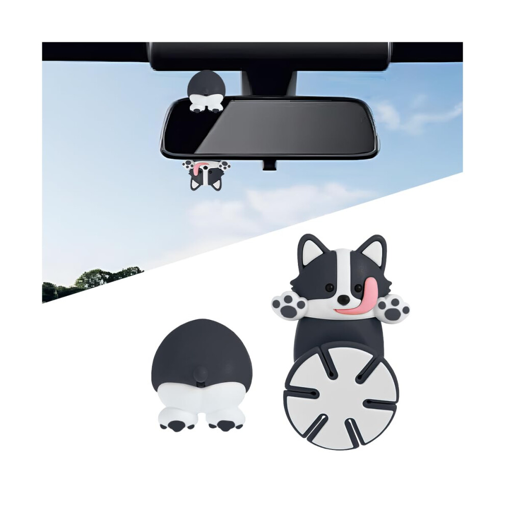 Car Rear View Mirror Accessories Cute Swinging Dog Ornament Funny Silicone Decoration Gray 9455672630955